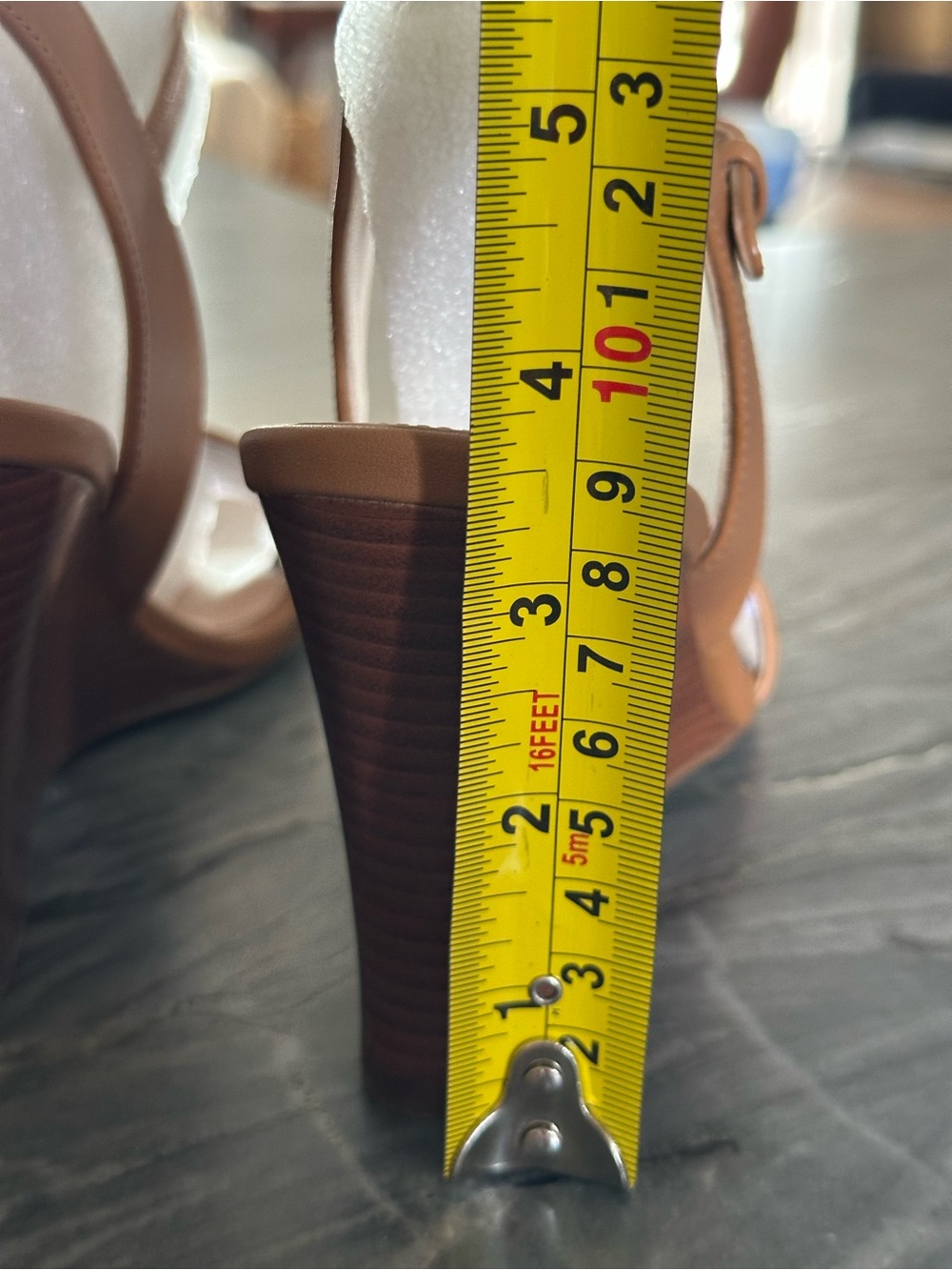 Cole Haan Tan Leather Strap Sandals with Gold Buckle - Picture 4 of 7